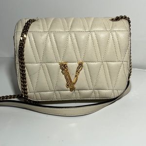 Versace Virtus Small Crossbody Bag Beige